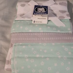 Gerber Mint and Gray Baby Blankets New..